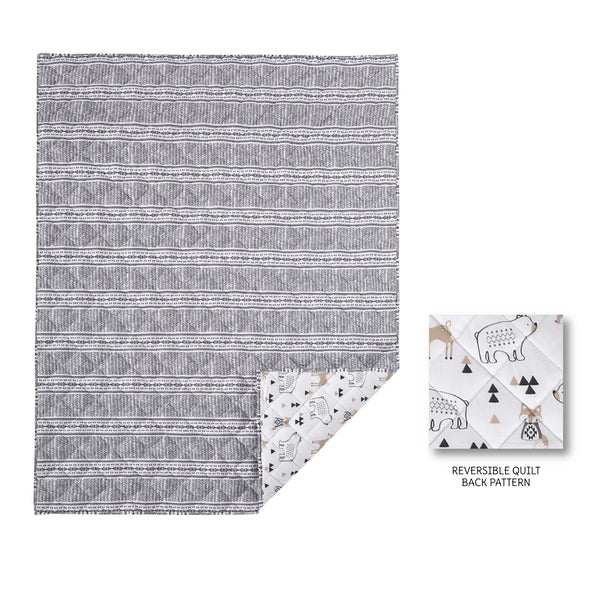 Levtex Baby - Drap-housse pour lit de bébé taupe et gris Bailey à thème de  la forêt.