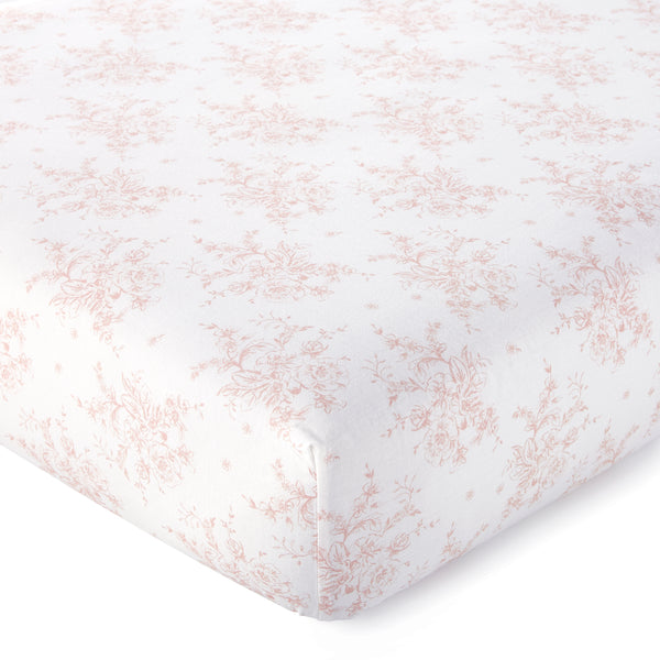 Heritage Blush Floral Organic Fitted Sheet
