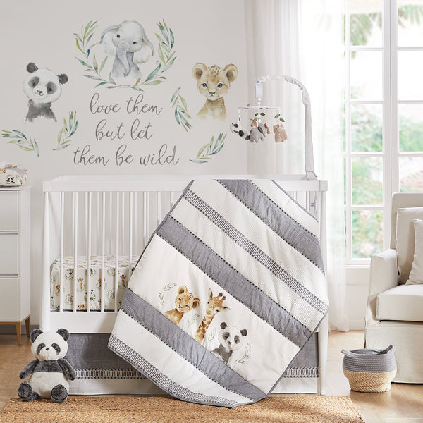 Safari Animal Quilt Jungle Crib Decor Crib Nursery Bedding Personalize
