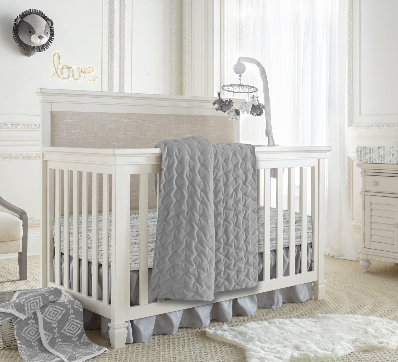 Heritage Grey Crib Dust Ruffle Levtex Baby