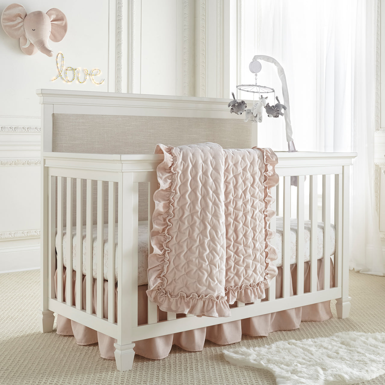 Heritage Blush Velvet Baby Bed Set